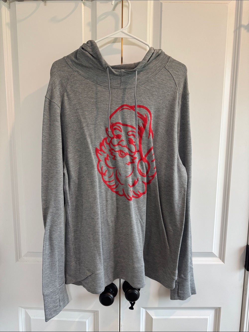 Athletic Works Gray Crewneck Hoodie with Red Santa Graphic